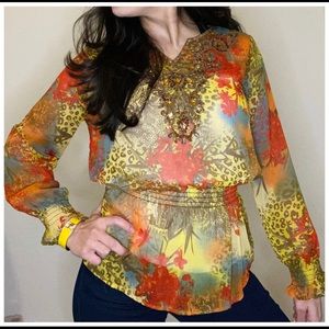 Long Sleeve Pattern Blouse
